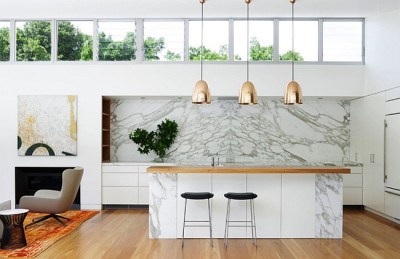 image 6, 3 brass lamops,Marble-kitchen-backsplash-contemporary-home
